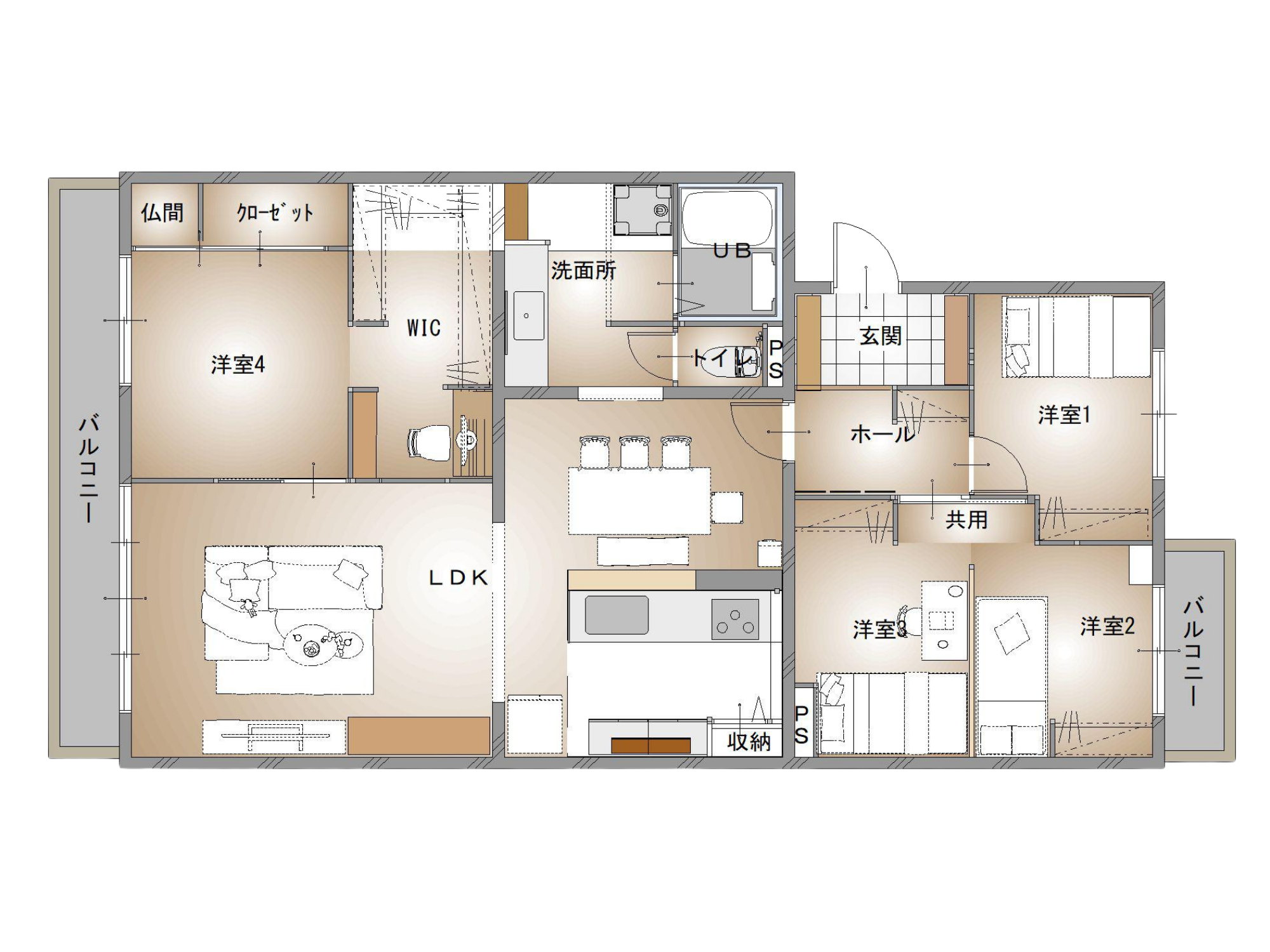 マンションリノベーション前の間取り図